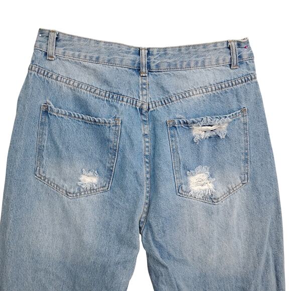 Fashion FWD Destroyed Jeans Size 9/29 Light Blue Wash Button Fly High Rise - Picture 4 of 7